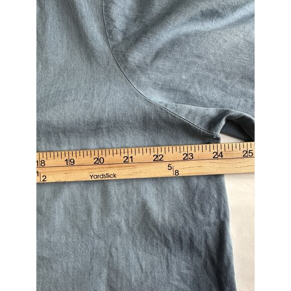 Blue Chambray Women’s Blouse XL V-Neck Tasseled Tie White Embroidered Trim - Picture 13 of 15